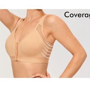 DELIMIRA Women's Front Closure Bra Full Coverage Wire Free Back Posture Bra